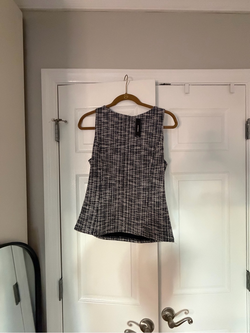 Express Black and White Tweed-Pattern Sleeveless Camisole